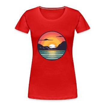 Sonnenuntergang - Frauen Premium Bio T-Shirt - Rot - Vorne - Mia (176cm)