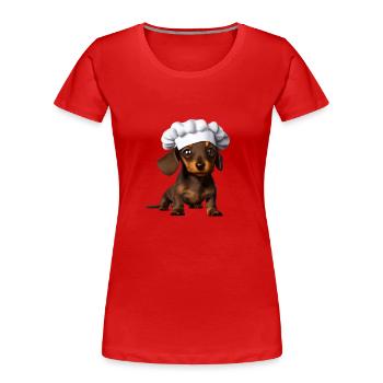 Dachshund Gastronom Hund Kochen Hunde Dackelwelpe - Frauen Premium Bio T-Shirt - Rot - Vorne - Mia (176cm)
