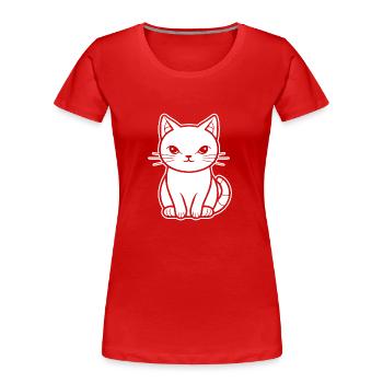Katze Katzen Kätzchen Katzendame - Frauen Premium Bio T-Shirt - Rot - Vorne - Mia (176cm)