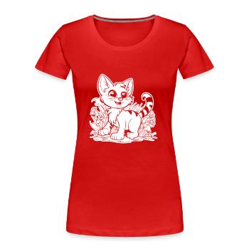 Katze Katzen Kätzchen Katzendame - Frauen Premium Bio T-Shirt - Rot - Vorne - Mia (176cm)