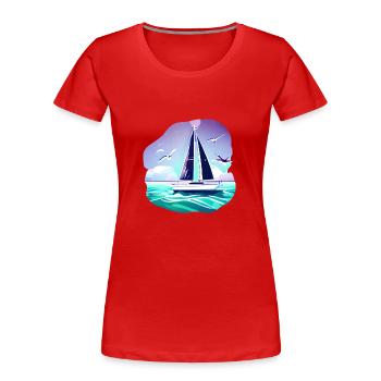 Sailing Sailing Ship Sailing Sailing Sailboat - Women's Premium Organic T-Shirt - red - Front - Mia (176cm)