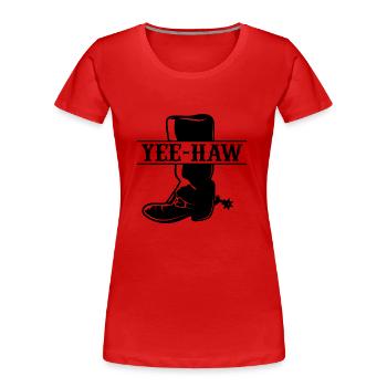 Yee - Haw Cowboy Bottes - T-shirt bio Premium Femme - rouge - Devant - Mia (176cm)