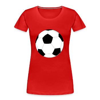Großer Fußball, schwarz und weiß - Frauen Premium Bio T-Shirt - Rot - Vorne - Mia (176cm)
