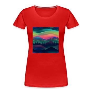 Polaris Glow: Nordlichter-Kollektion - Frauen Premium Bio T-Shirt - Rot - Vorne - Mia (176cm)
