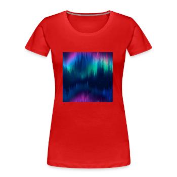 Aurores célestes : Collection d’aurores boréales - T-shirt bio Premium Femme - rouge - Devant - Mia (176cm)