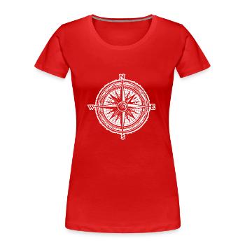 Compass Nautical Sailboat Seafarer - Women's Premium Organic T-Shirt - red - Front - Mia (176cm)
