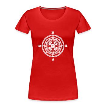 Compass Nautical Sailboat Seafarer - Women's Premium Organic T-Shirt - red - Front - Mia (176cm)