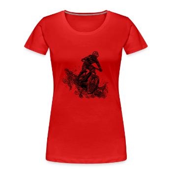 Radfahrer Mountainbiker Regen Schlamm Abfahrt - Frauen Premium Bio T-Shirt - Rot - Vorne - Mia (176cm)