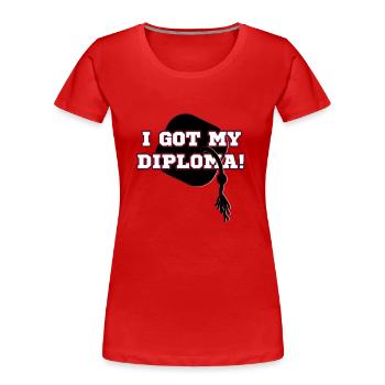 Diplôme - Réussi - T-shirt bio Premium Femme - rouge - Devant - Mia (176cm)