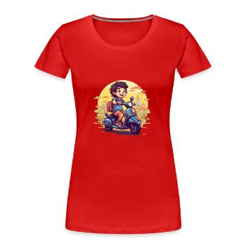 Youth on the Move - Garçon avec scooter - T-shirt bio Premium Femme - rouge - Devant - Mia (176cm)