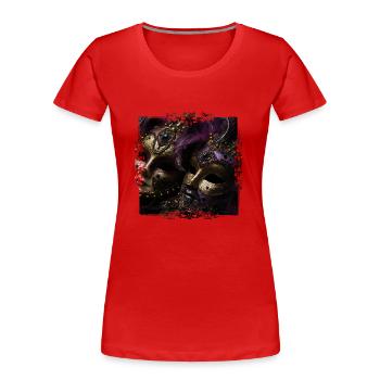 Chaque masque raconte sa propre histoire - T-shirt bio Premium Femme - rouge - Devant - Mia (176cm)