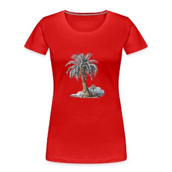 Pittoresque palmier dattier sur une plage tropicale - T-shirt bio Premium Femme - rouge - Devant - Mia (176cm)
