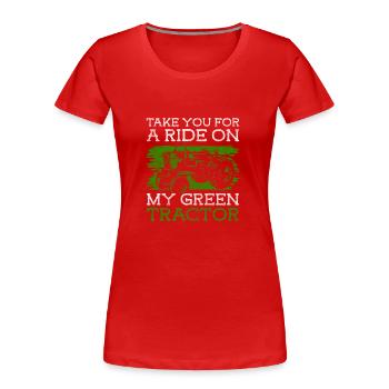 Traktor Anbau Bäuerin Stall - Frauen Premium Bio T-Shirt - Rot - Vorne - Mia (176cm)