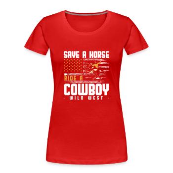 Western Bandit Wildnis Westernpferd - Frauen Premium Bio T-Shirt - Rot - Vorne - Mia (176cm)