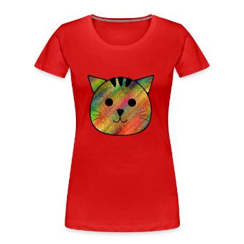 Le petit chat Otto - T-shirt bio Premium Femme - rouge - Devant - Mia (176cm)