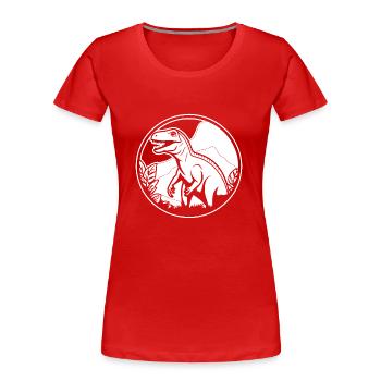 Dino Dinosaurier Dinosaurs Paläontologie - Frauen Premium Bio T-Shirt - Rot - Vorne - Mia (176cm)