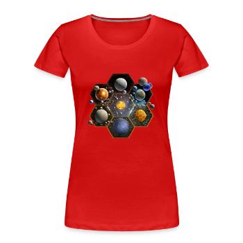 Sechseckiges Sonnensystem - Frauen Premium Bio T-Shirt - Rot - Vorne - Mia (176cm)