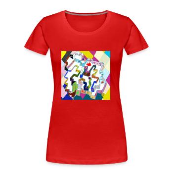 Altes mehrfarbiges Labyrinth v4.00 - Frauen Premium Bio T-Shirt - Rot - Vorne - Mia (176cm)