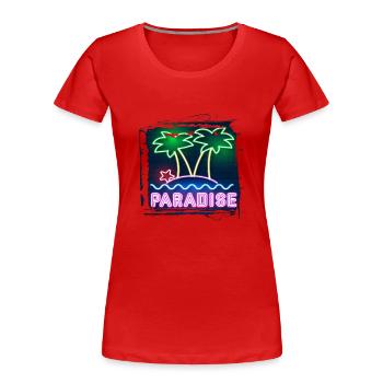 été plage plage rétro mer néon lumière eng - T-shirt bio Premium Femme - rouge - Devant - Mia (176cm)