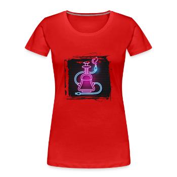 été plage plage rétro mer néon lumière eng - T-shirt bio Premium Femme - rouge - Devant - Mia (176cm)
