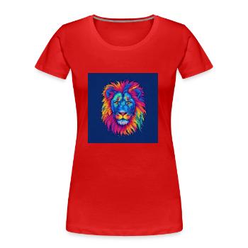 Pride of Colors: un imprimé coloré d’art du lion - T-shirt bio Premium Femme - rouge - Devant - Mia (176cm)
