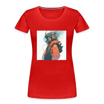 Stellar Odyssey: Anime-Astronautin in Vibrant - Frauen Premium Bio T-Shirt - Rot - Vorne - Mia (176cm)