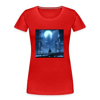 Shadowed Serenity: Anime-Silhouette eines Mädchens - Frauen Premium Bio T-Shirt - Rot - Vorne - Mia (176cm)