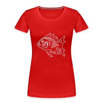 Fisch Fischen Meer Angeln - Frauen Premium Bio T-Shirt - Rot - Vorne - Mia (176cm)