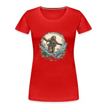Diver - Women's Premium Organic T-Shirt - red - Front - Mia (176cm)
