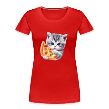 Pizza Cat - Women's Premium Organic T-Shirt - red - Front - Mia (176cm)