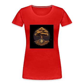 Bitcoin Baum Wachstum - Frauen Premium Bio T-Shirt - Rot - Vorne - Mia (176cm)