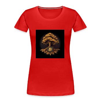 Bitcoin Baum Wachstum - Frauen Premium Bio T-Shirt - Rot - Vorne - Mia (176cm)