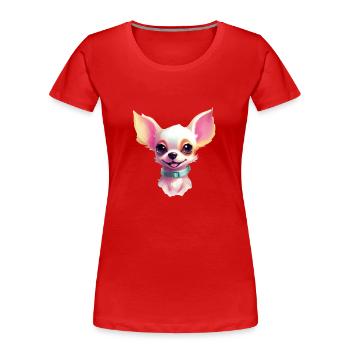 Süsser Chihuahua Kunst - Frauen Premium Bio T-Shirt - Rot - Vorne - Mia (176cm)