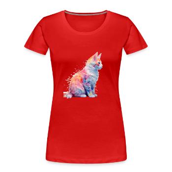 Couleur douce Sprinkles Cat Splash Shirt Design - T-shirt bio Premium Femme - rouge - Devant - Mia (176cm)