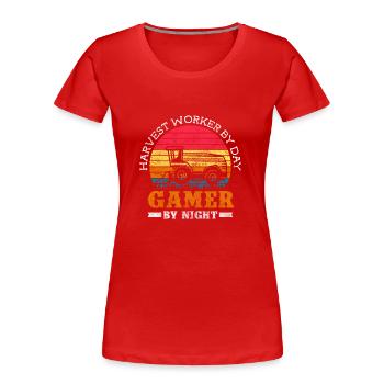Récolter le champ de travail agricole - T-shirt bio Premium Femme - rouge - Devant - Mia (176cm)