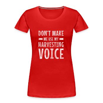 Récolter des légumes tracteurs agricoles - T-shirt bio Premium Femme - rouge - Devant - Mia (176cm)