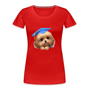 Bachelor Dogs Graduation Terrier Studies - Women's Premium Organic T-Shirt - red - Front - Mia (176cm)