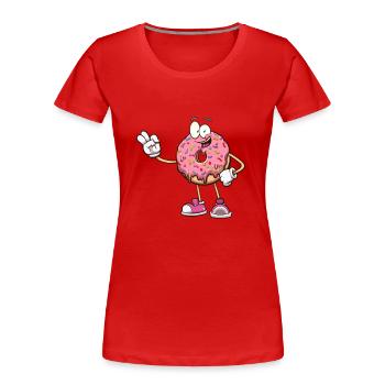 Personnage de beignet mignon - T-shirt bio Premium Femme - rouge - Devant - Mia (176cm)