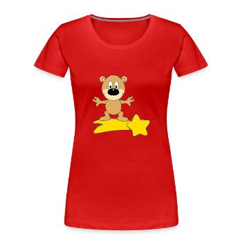 STERNSCHNUPPE - SURFER - TEDDY - BÄR - TEDDYBÄR - Frauen Premium Bio T-Shirt - Rot - Vorne - Mia (176cm)