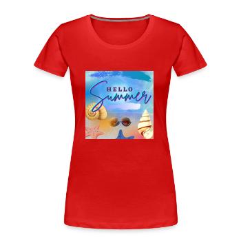Hello Summer - Frauen Premium Bio T-Shirt - Rot - Vorne - Mia (176cm)