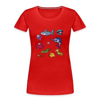 Meeresbewohner - Frauen Premium Bio T-Shirt - Rot - Vorne - Mia (176cm)