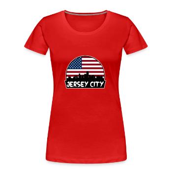 Jersey City New Jersey Usa Flag Skyline Silhouette - Women's Premium Organic T-Shirt - red - Front - Mia (176cm)