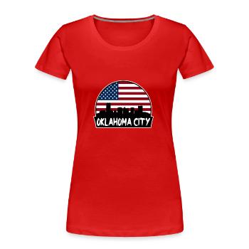 Oklahoma City Oklahoma États-Unis Flag Skyline Silhouette - T-shirt bio Premium Femme - rouge - Devant - Mia (176cm)