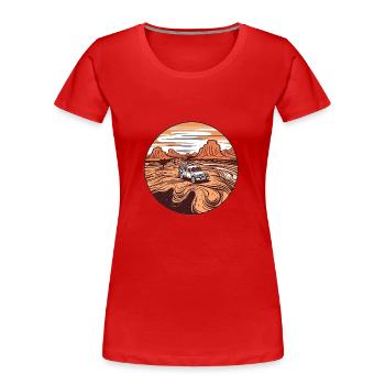 Roadtrip à travers le désert: voiture dans le désert - T-shirt bio Premium Femme - rouge - Devant - Mia (176cm)