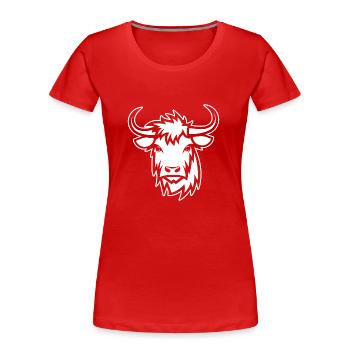 Vache écossaise des Highlands - T-shirt bio Premium Femme - rouge - Devant - Mia (176cm)