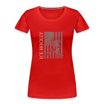 Hockey Puck Coach Goalkeeper - Women's Premium Organic T-Shirt - red - Front - Mia (176cm)