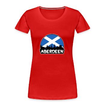 Aberdeen Scotland Flag Skyline Silhouette Travel - Women's Premium Organic T-Shirt - red - Front - Mia (176cm)