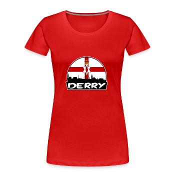 Derry Nordirland Flagge Skyline Silhouette Tra - Frauen Premium Bio T-Shirt - Rot - Vorne - Mia (176cm)