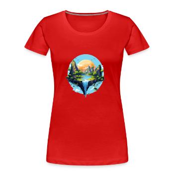 Landschaft - Frauen Premium Bio T-Shirt - Rot - Vorne - Mia (176cm)