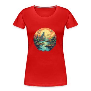 Landschaft - Frauen Premium Bio T-Shirt - Rot - Vorne - Mia (176cm)